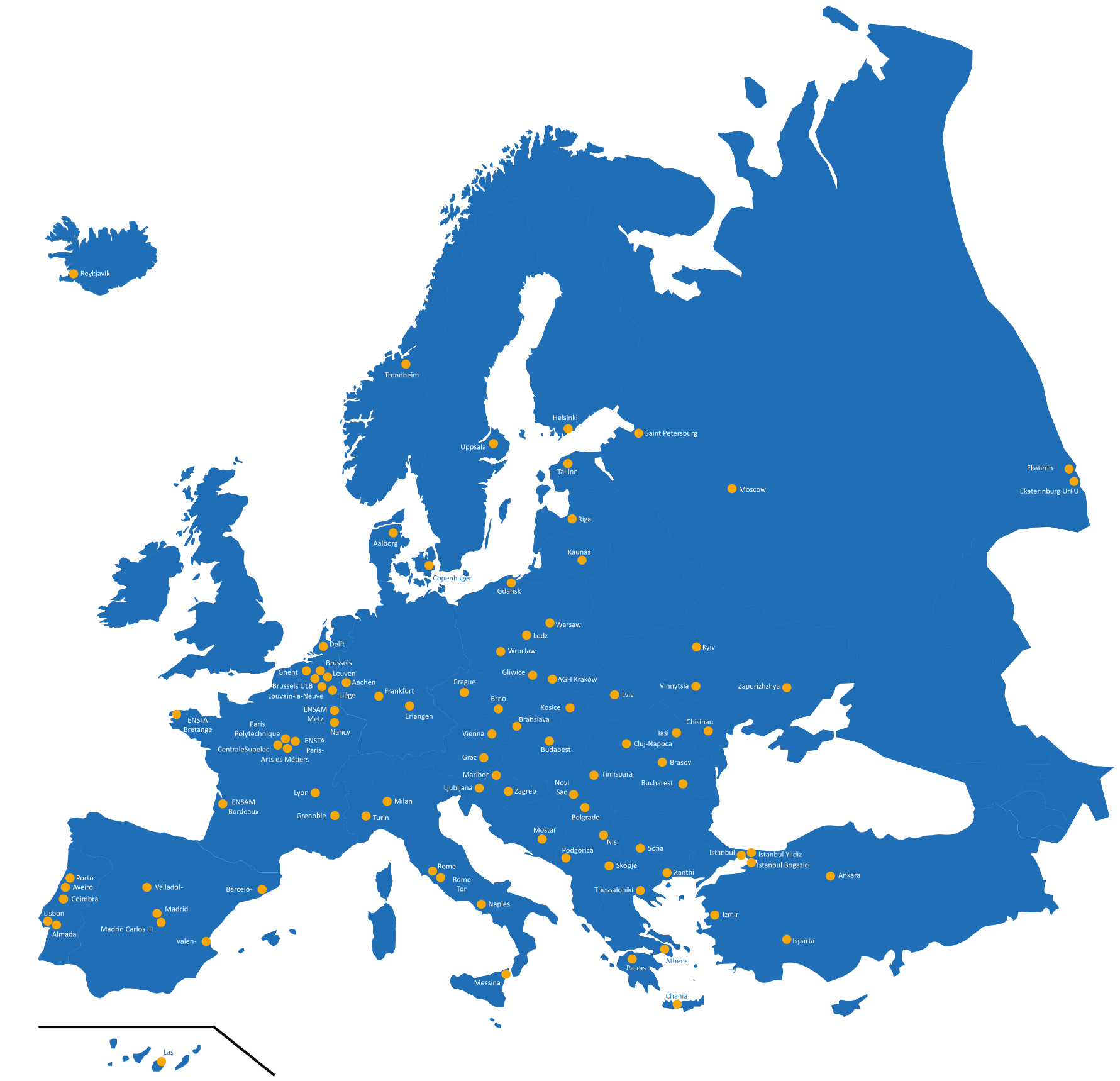 Map of all locations where BEST is present